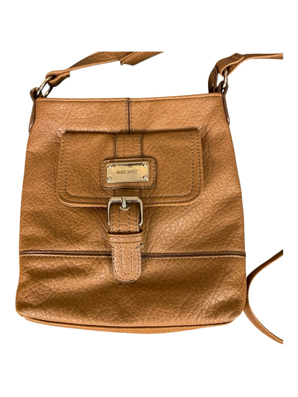 Nine West Tan Faux Leather Crossbody‎ Bag Adjustable Strap Travel Errands - Picture 2 of 9